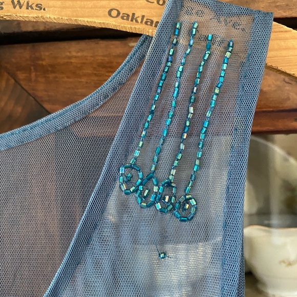 Free People Blue Mesh Beaded Slip - Picture 9 of 12